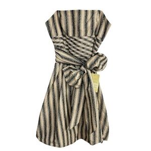 NWT BCBG Strapless Striped Pleated Bubble Sleeveless Dress Size 2 Retail $340